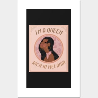 I'm a Queen - Rich in Melanin (retro empowered woman) Posters and Art